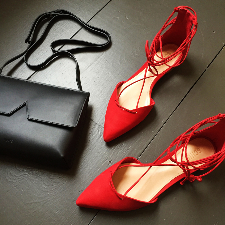 red shoes and bag